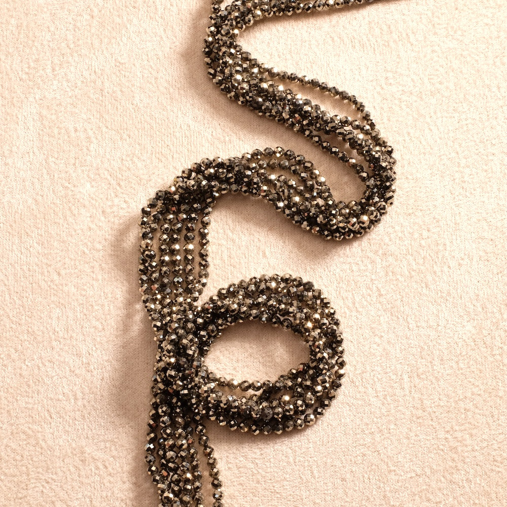 Fil de perles naturelles facettées 2,5mm Pyrite