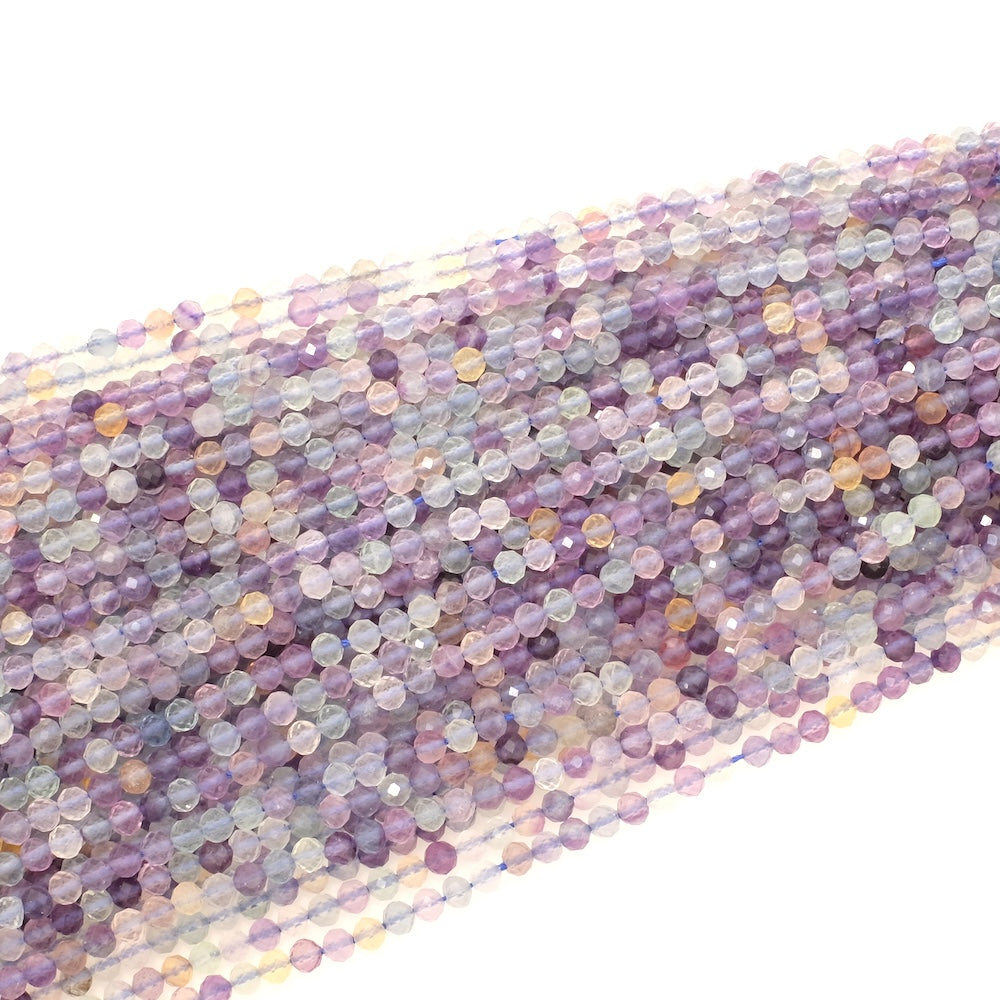 Fil de perles naturelles facettées 4mm en Fluorite
