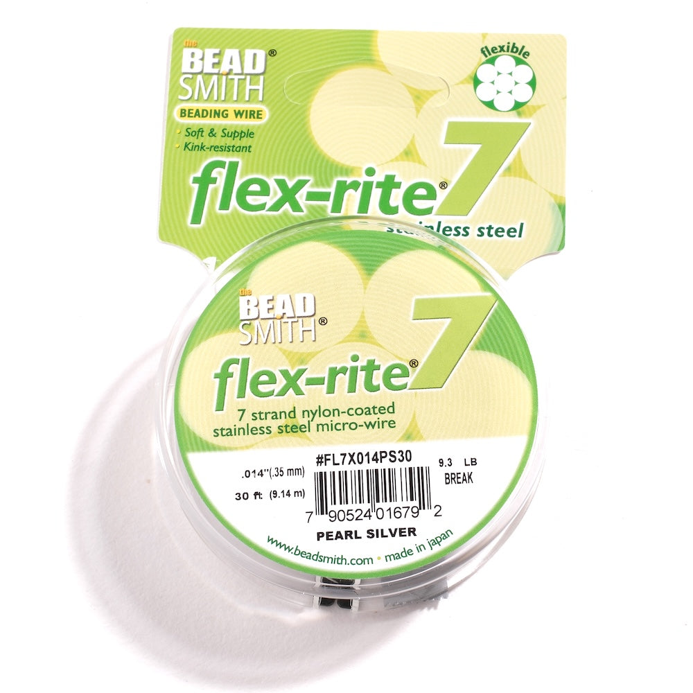 Bobine de fil Flex-rite argenté nacré 0,35 mm Beadsmith, 9,14 mètres.