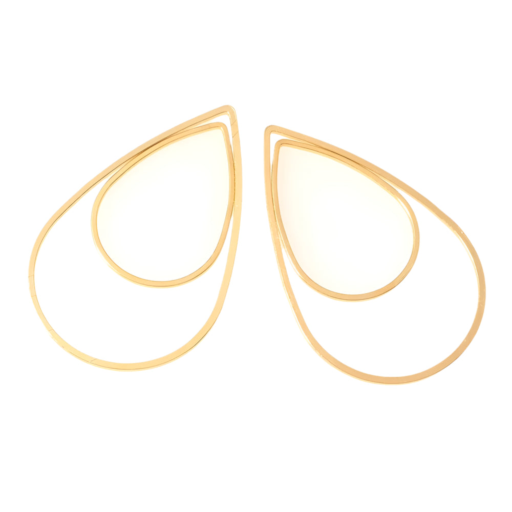 4 anneaux fermés goutte 18 x 25mm en laiton Doré à l&#39;or fin 24K Premium