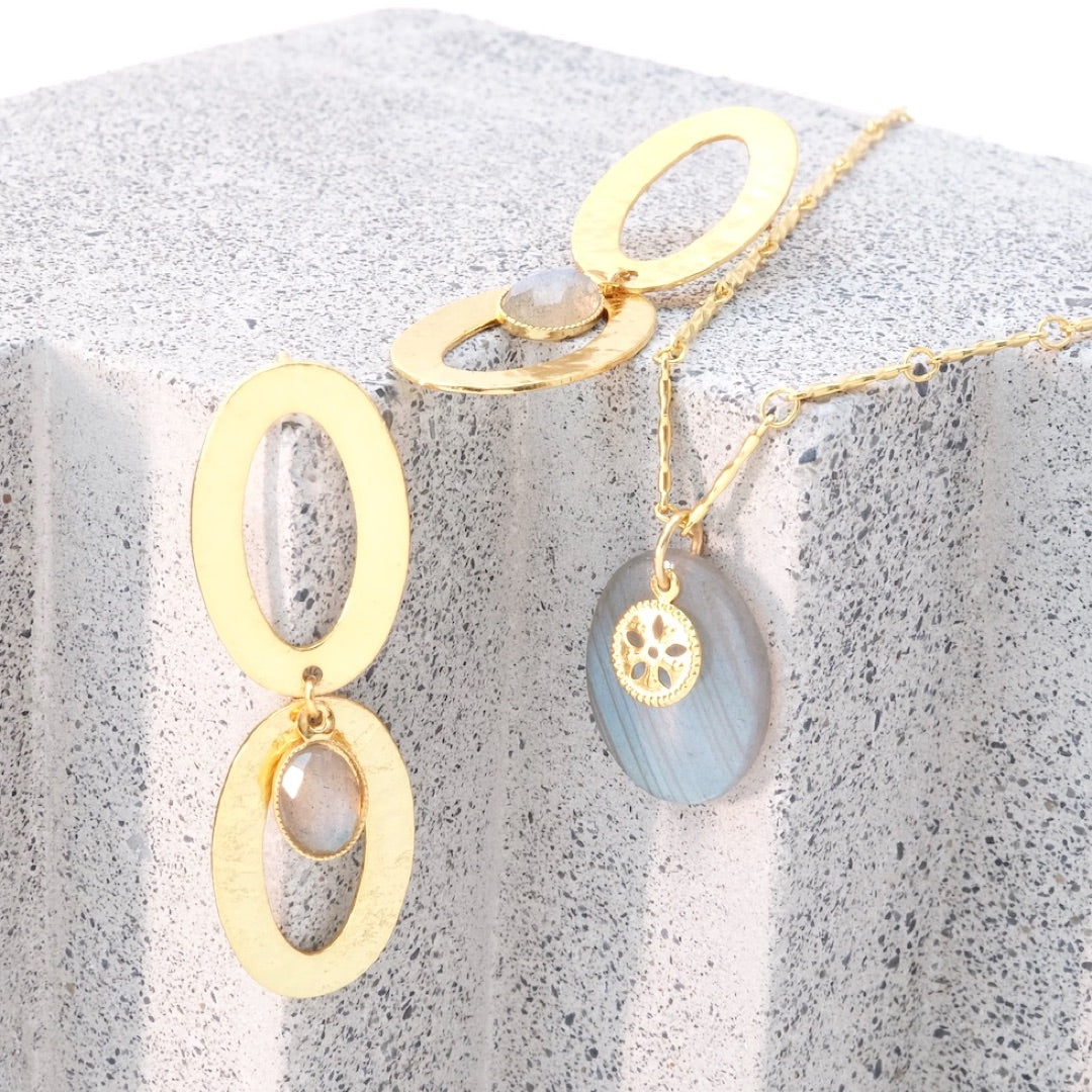 Exemple de création : Boucles Labradorite – tuto Perles Corner