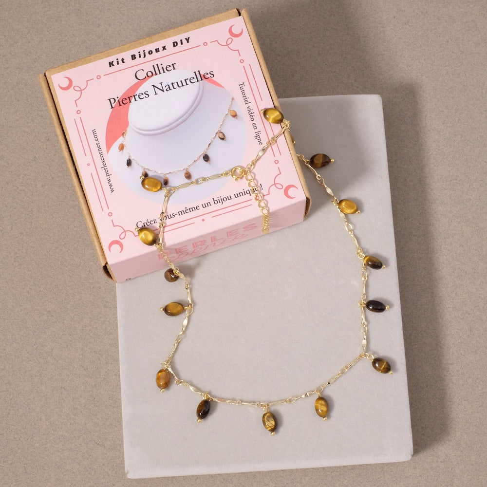 Kit Bijoux Perles Corner - Collier ras de cou perles en pierres naturelles