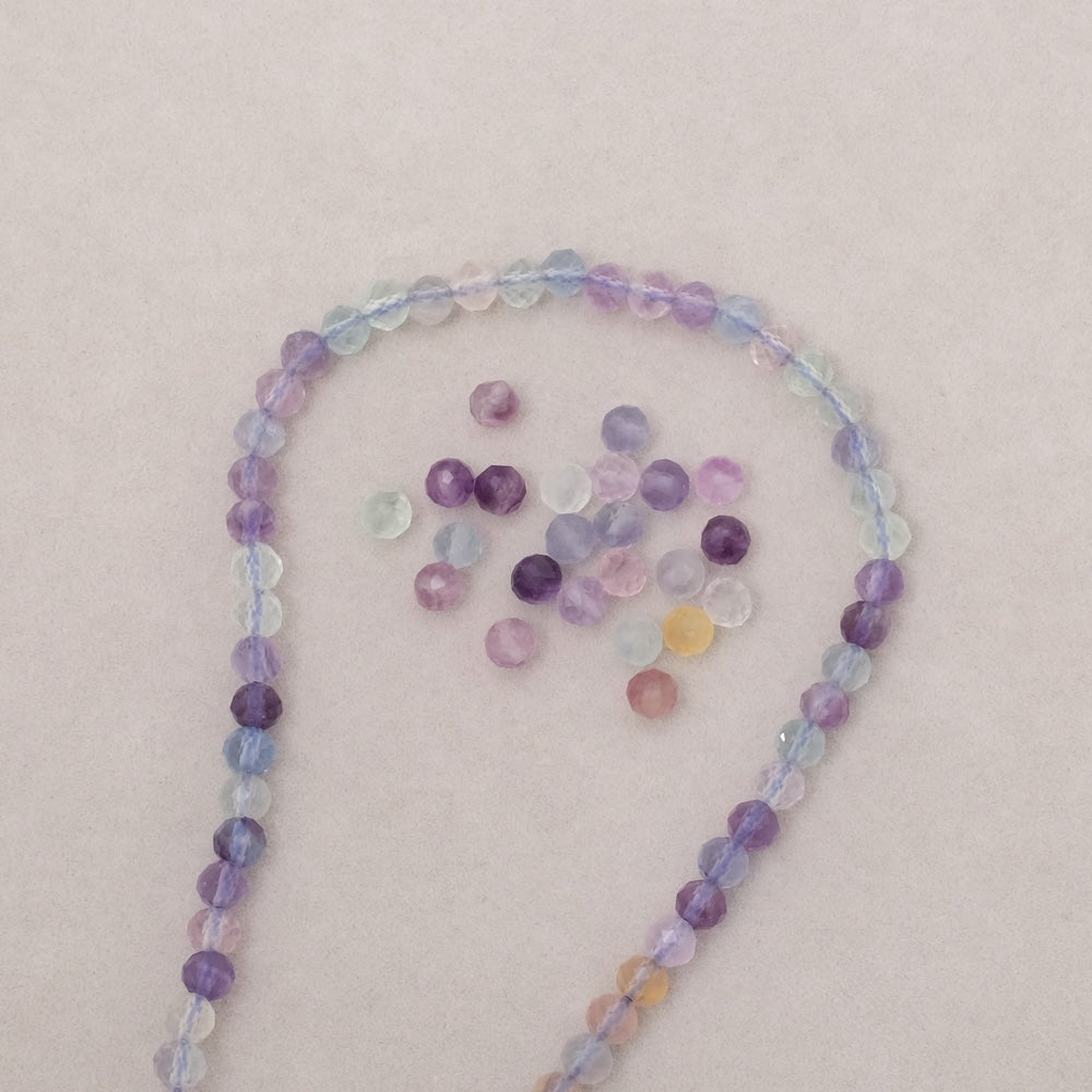 Lot de 20 perles en pierre naturelle facettées 4mm en Fluorite