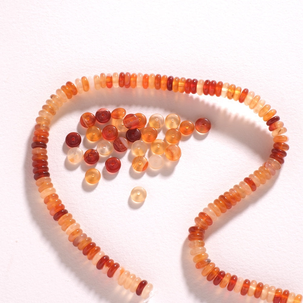 Lot de 20 perles rondelles heishi 6,6 mm en cornaline naturelle orange