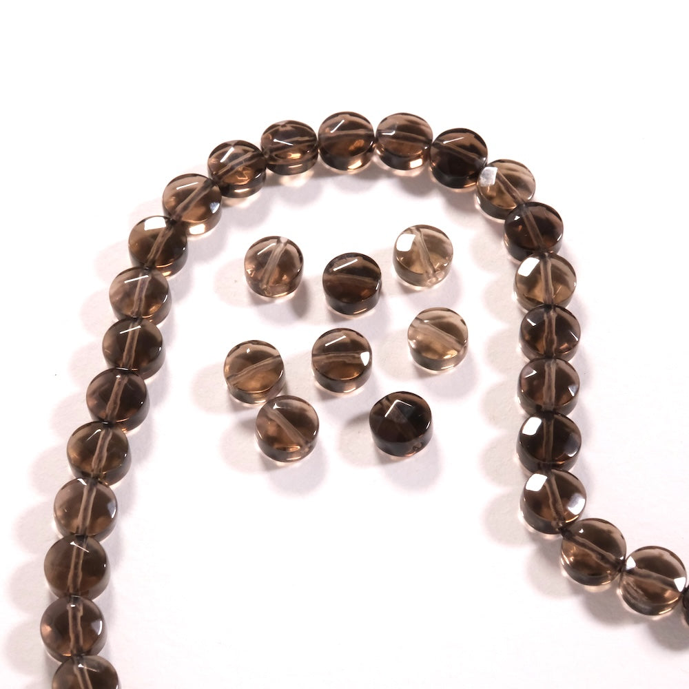 Lot de 2 perles palet facetté — quartz fumé