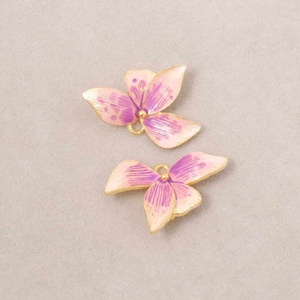 Pendant Orchidée peint à la main – 24K Premium