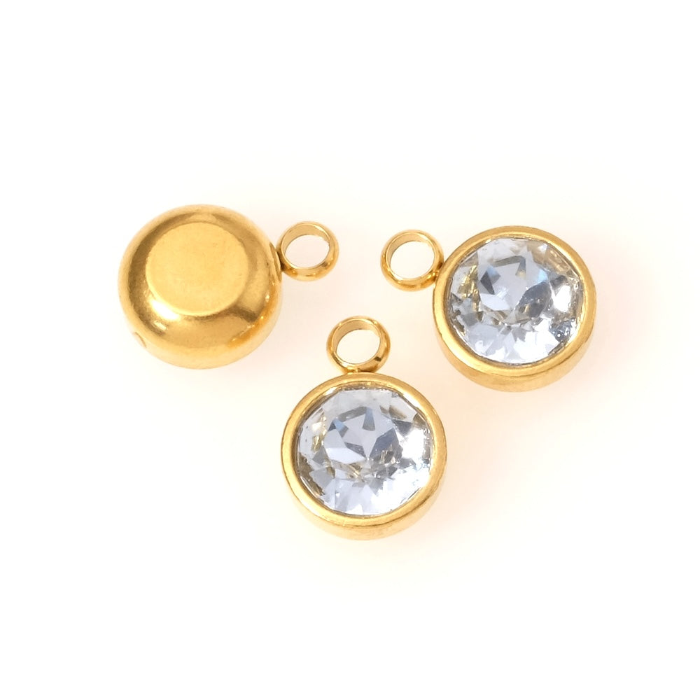 Pendentif Strass Bleu pastel en acier inoxydable 304 Doré 18K