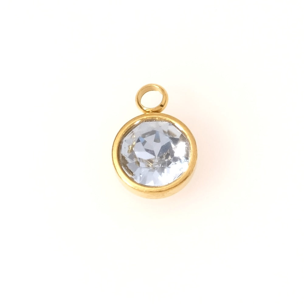 Pendentif Strass Bleu pastel en acier inoxydable 304 Doré 18K