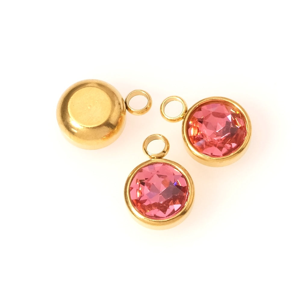 Pendentif Strass Rose en acier inoxydable 304 Doré 18K