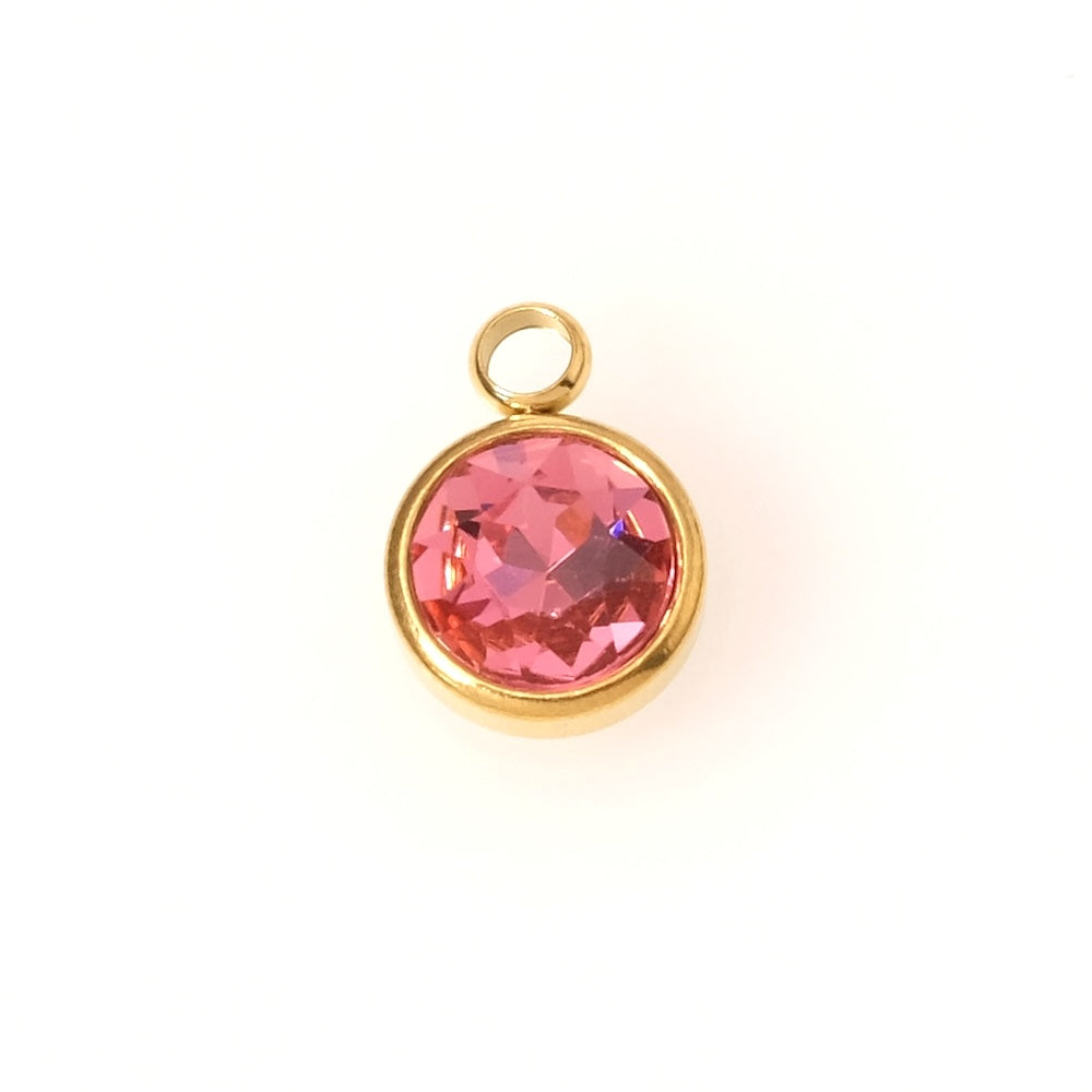 Pendentif Strass Rose en acier inoxydable 304 Doré 18K