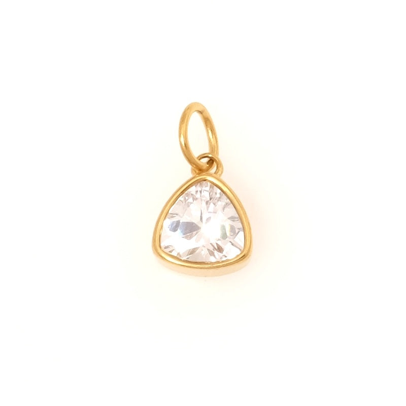Pendentif Triangle serti en Oxyde de Zirconium transparent en acier inoxydable 304 Doré