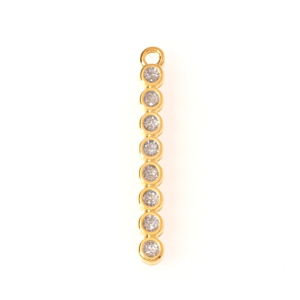 Pendentif baguette émaillé pailleté argenté en Zamak doré 24K