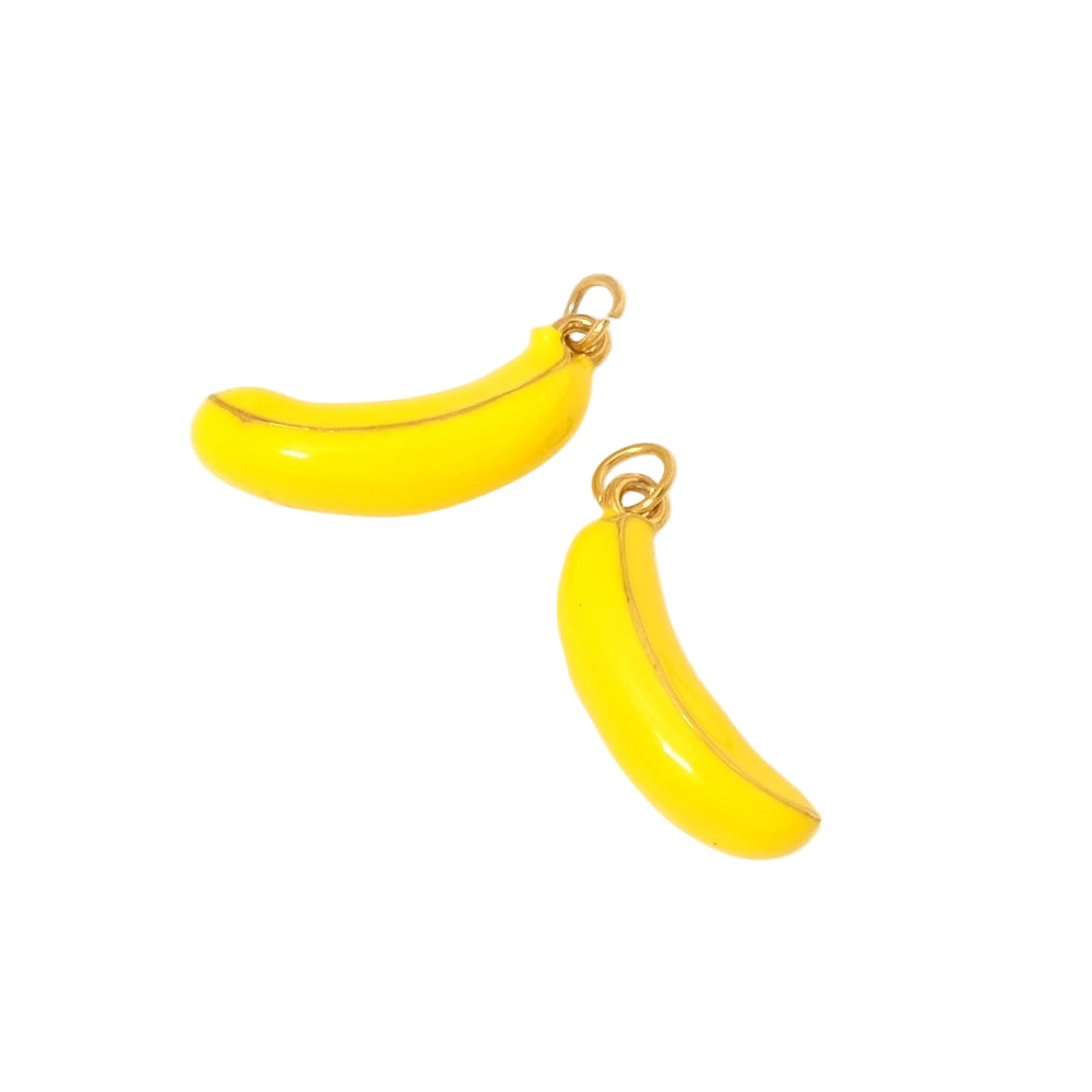 Pendentif banane émaillée en acier inoxydable 304 Doré 18K