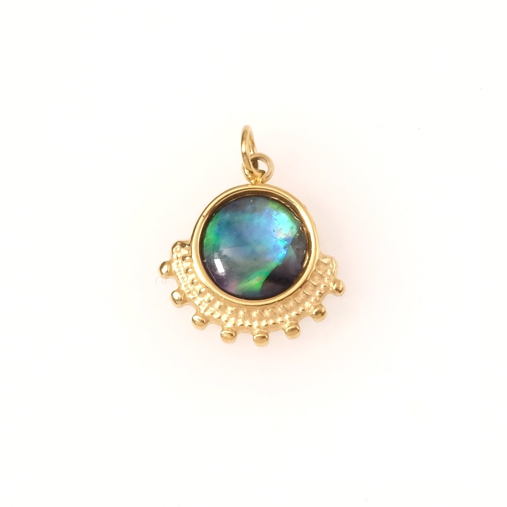 Pendentif bohème nacre abalone en acier inoxydable 304 Doré 14K
