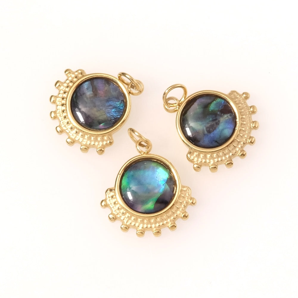 Pendentif bohème nacre abalone en acier inoxydable 304 Doré 14K