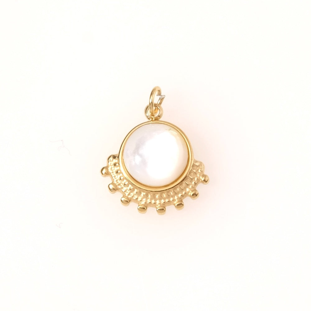 Pendentif bohème nacre blanche en acier inoxydable 304 Doré 14K