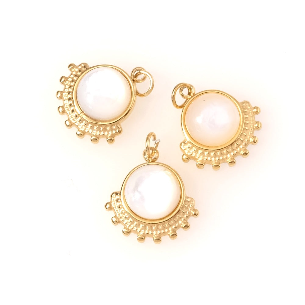 Pendentif bohème nacre blanche en acier inoxydable 304 Doré 14K