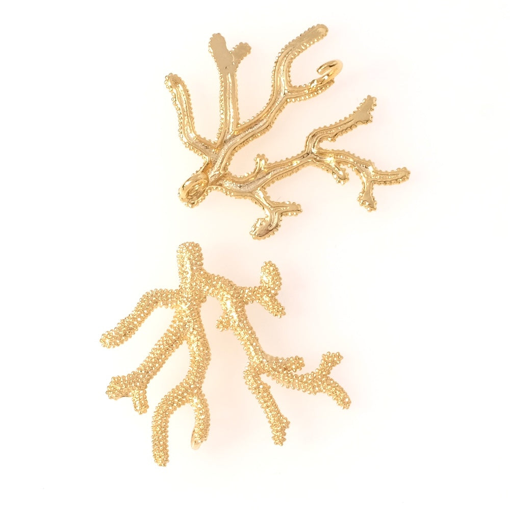 Pendentif branche de corail en laiton Doré à l&#39;or fin 24K Premium