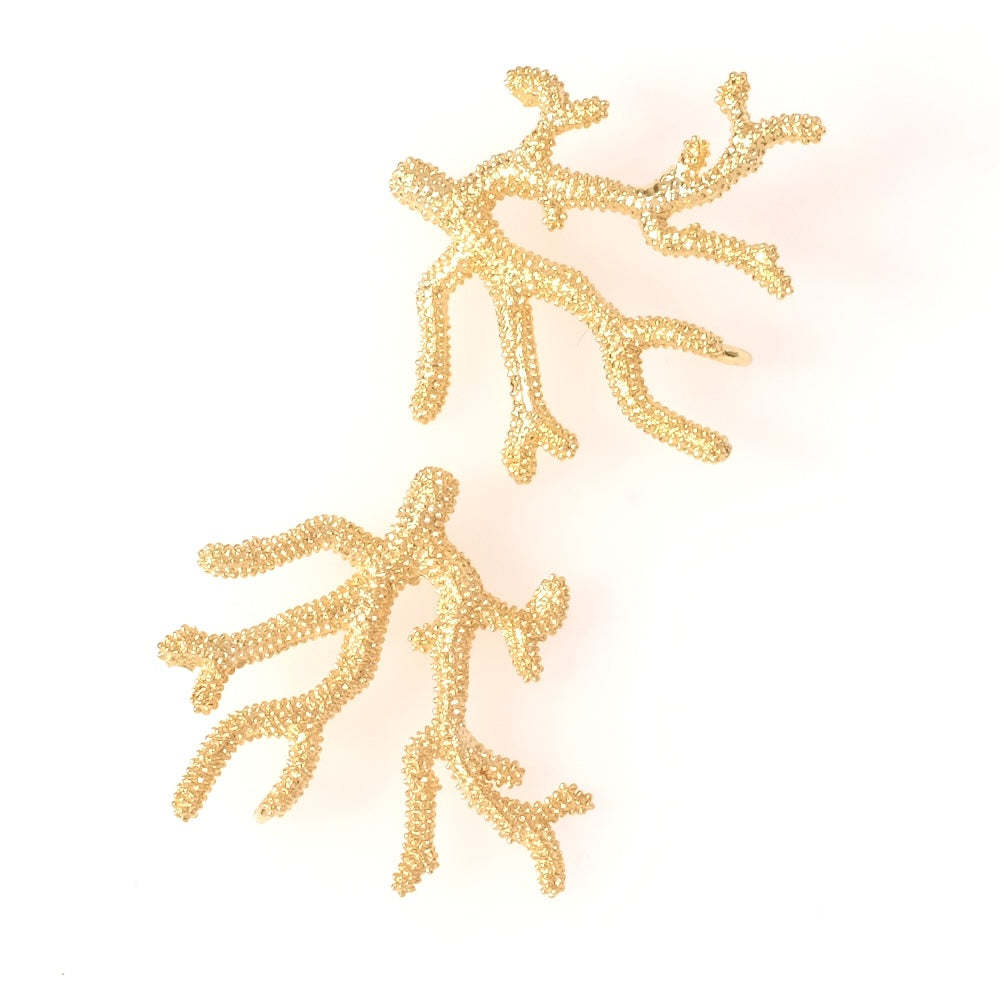 Pendentif branche de corail en laiton Doré à l'or fin 24K Premium