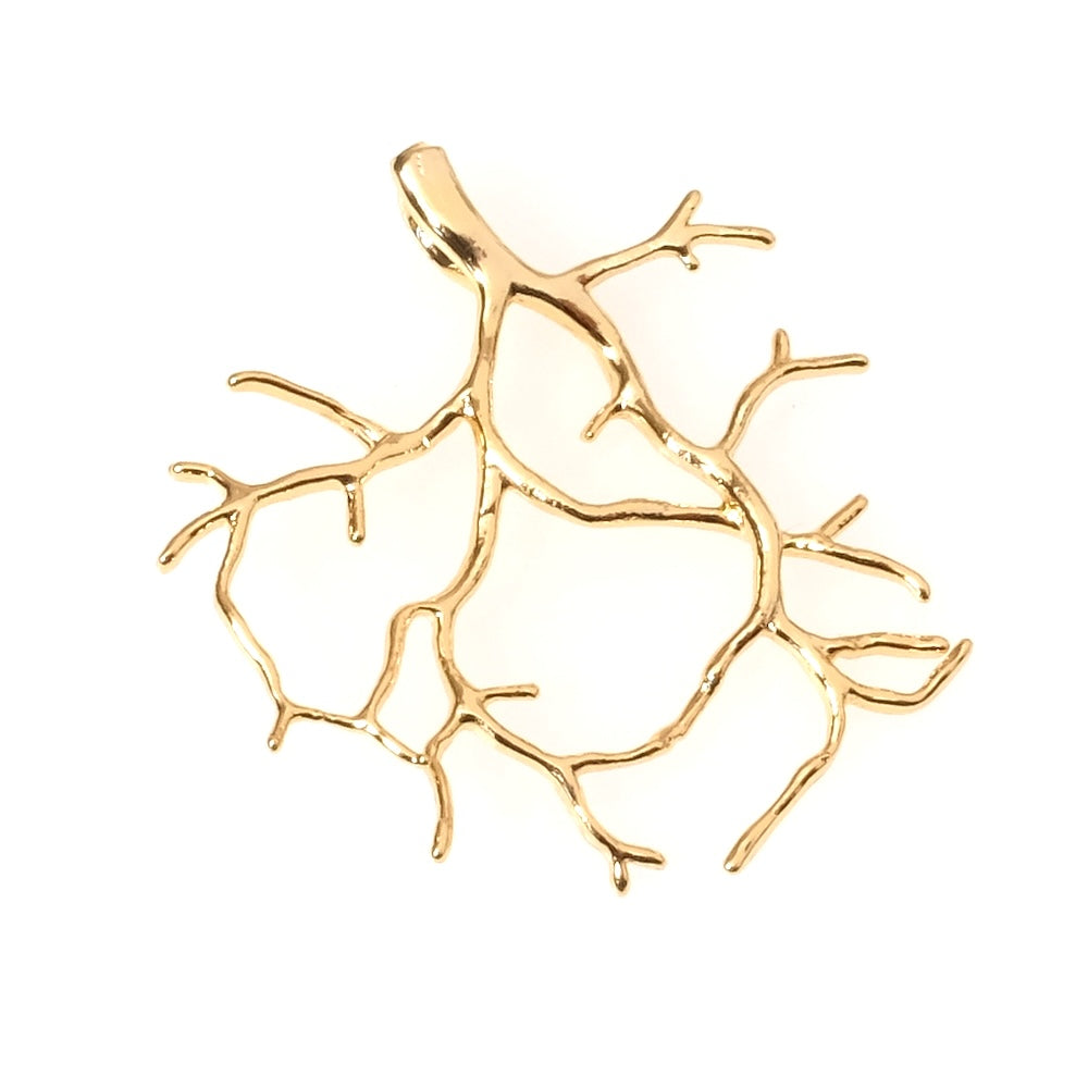 Pendentif branche en laiton doré à l'or fin 24K Premium
