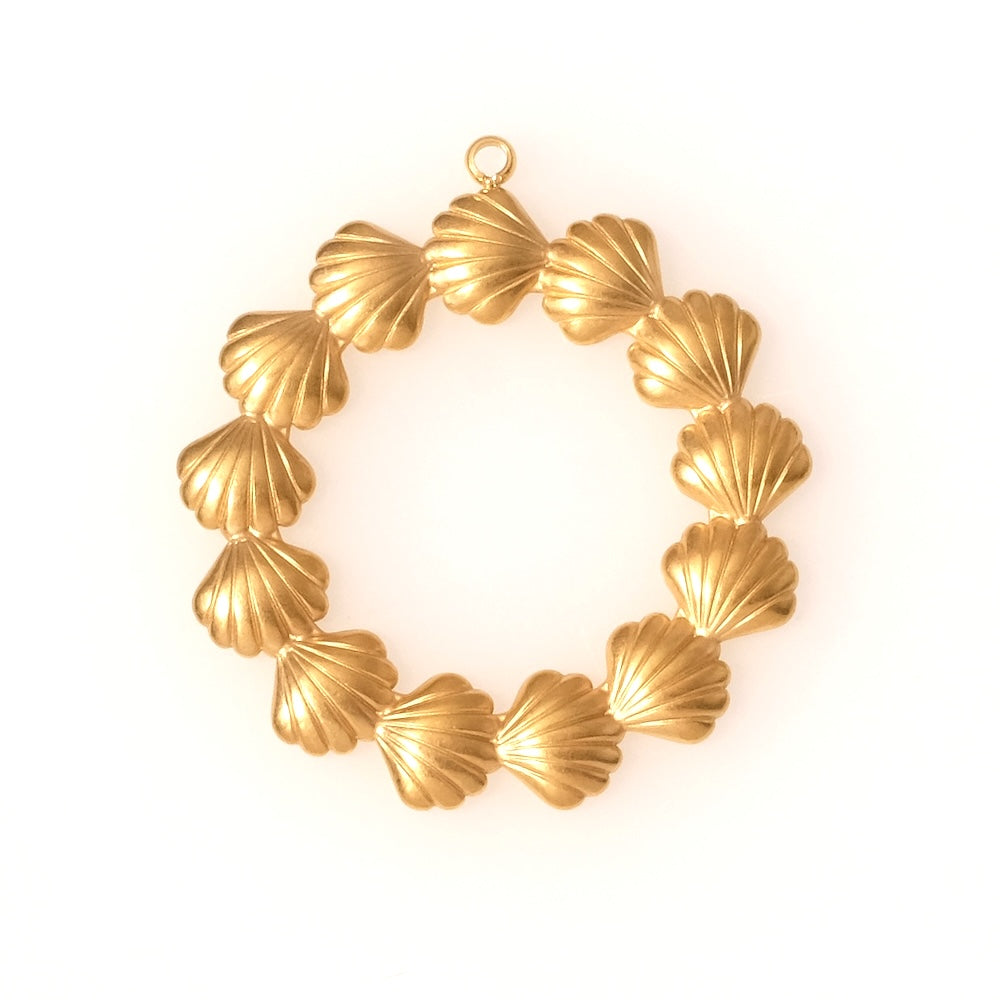 Pendentif cercle coquillage en acier inoxydable 304 Doré 18K