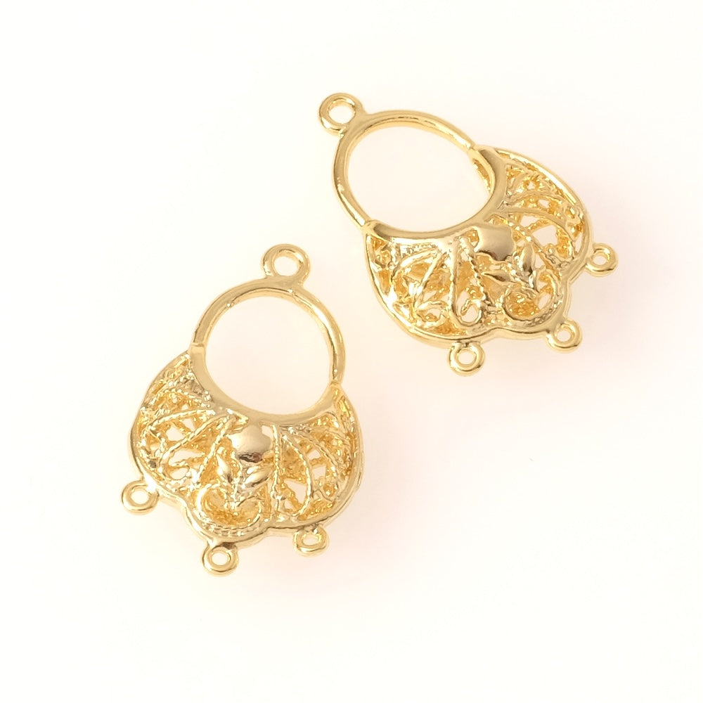 Pendentif chandelier ajouré en laiton Doré à l&#39;or fin 24K Premium