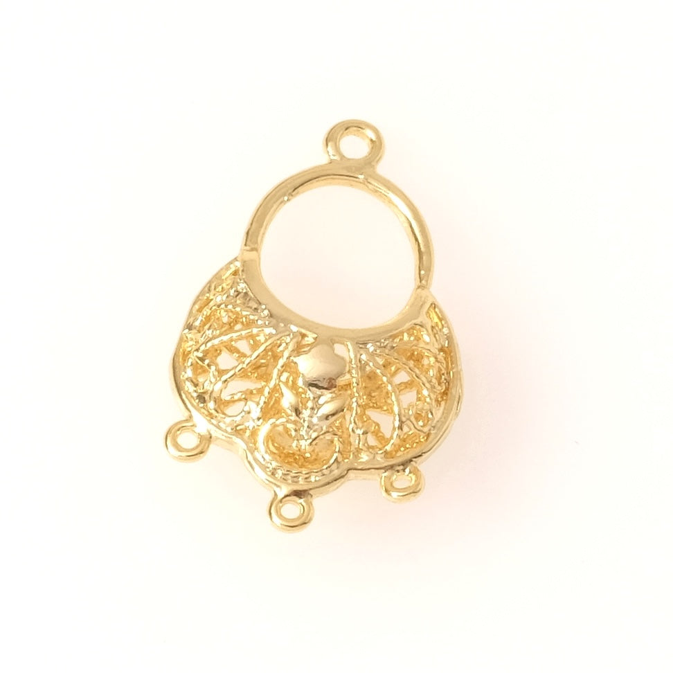 Pendentif chandelier ajouré en laiton Doré à l&#39;or fin 24K Premium