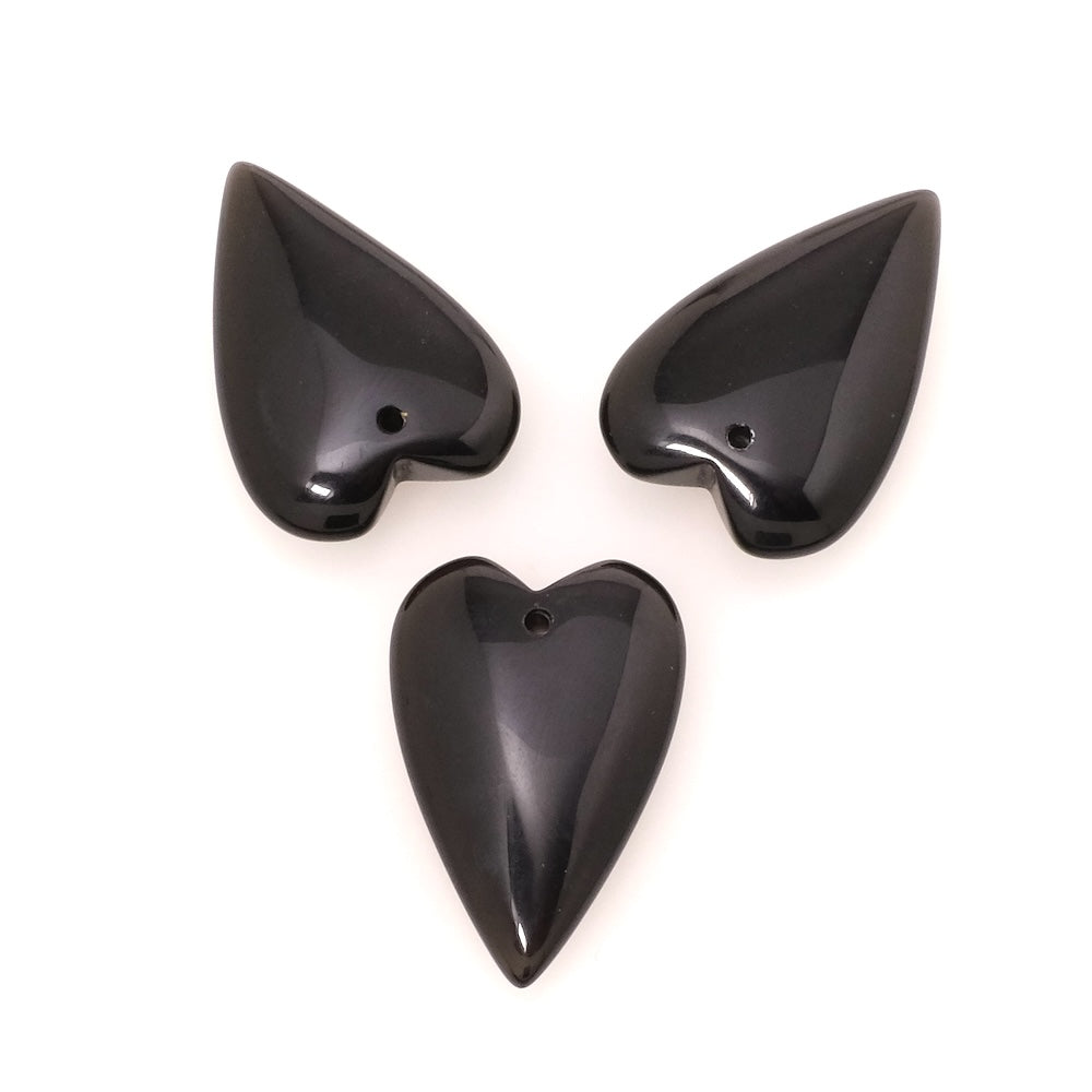 Pendentif coeur 30 x 20mm en pierre naturelle Obsidienne