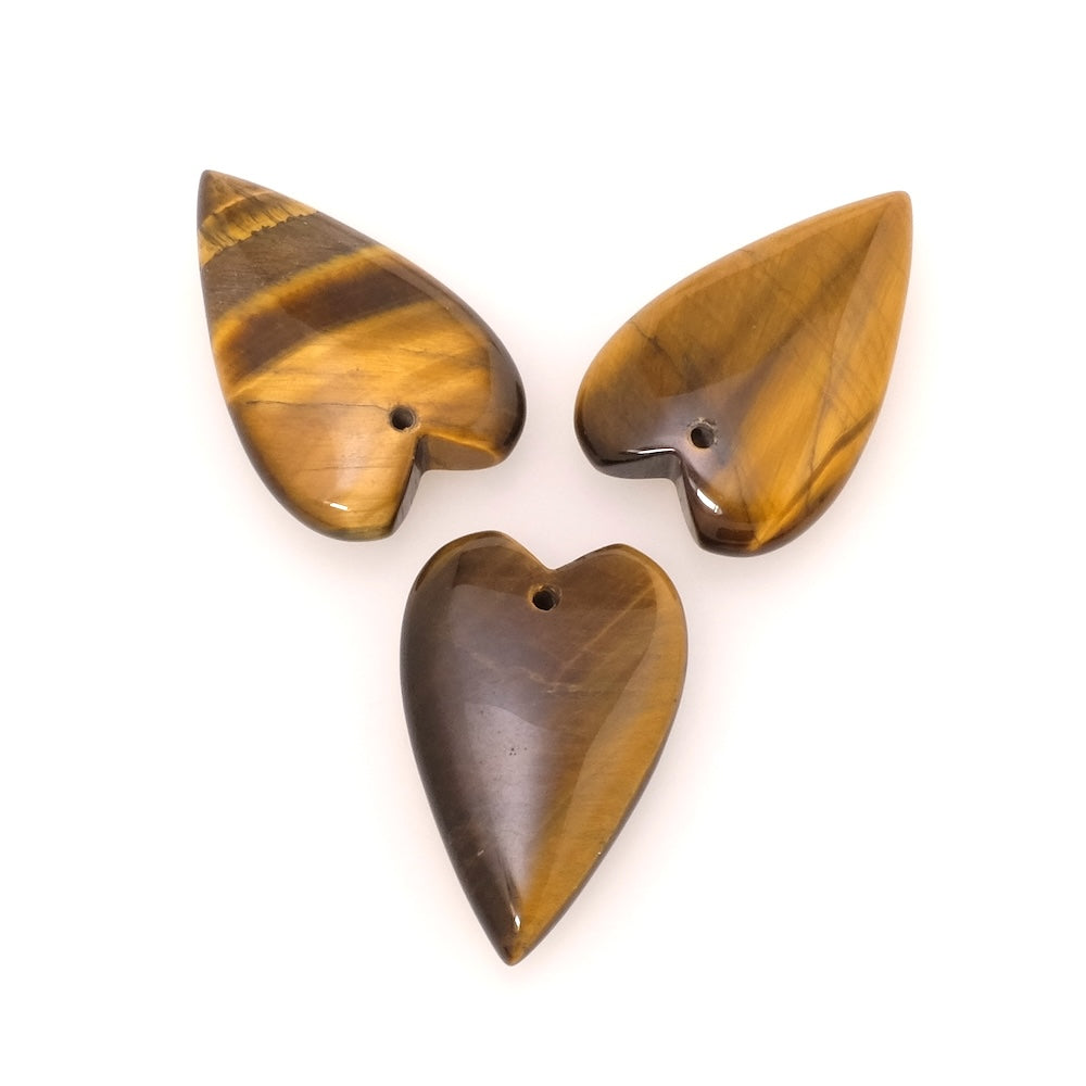 Pendentif coeur 30 x 20mm en pierre naturelle Oeil de Tigre