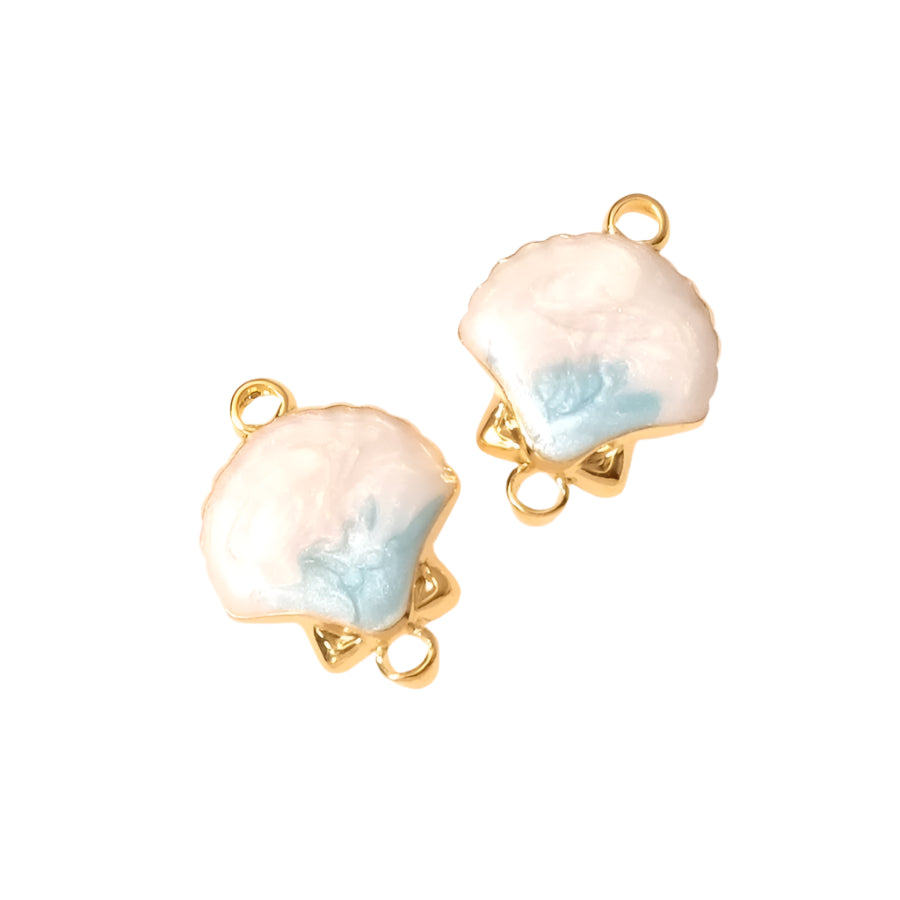 Pendentif connecteur coquillage émaillé en acier inoxydable 304 Doré 18K