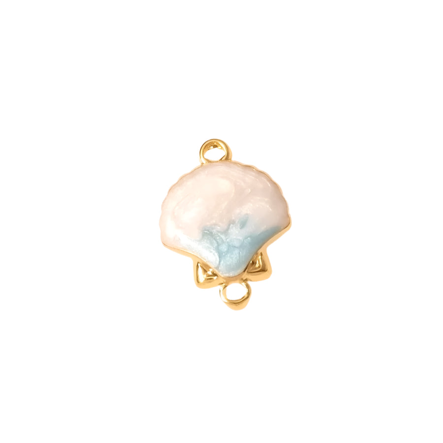 Pendentif connecteur coquillage émaillé en acier inoxydable 304 Doré 18K