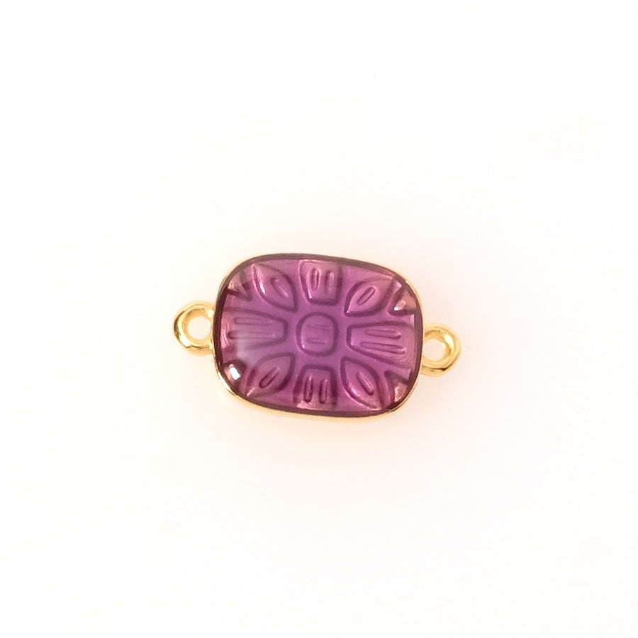 Pendentif connecteur rectangle émaillé violet en Zamak doré 24K
