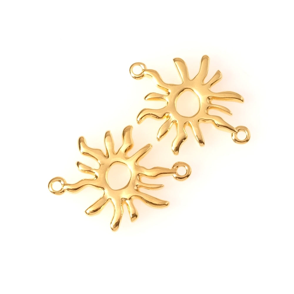 Pendentif connecteur soleil d&#39;été en Zamak doré Or 24K