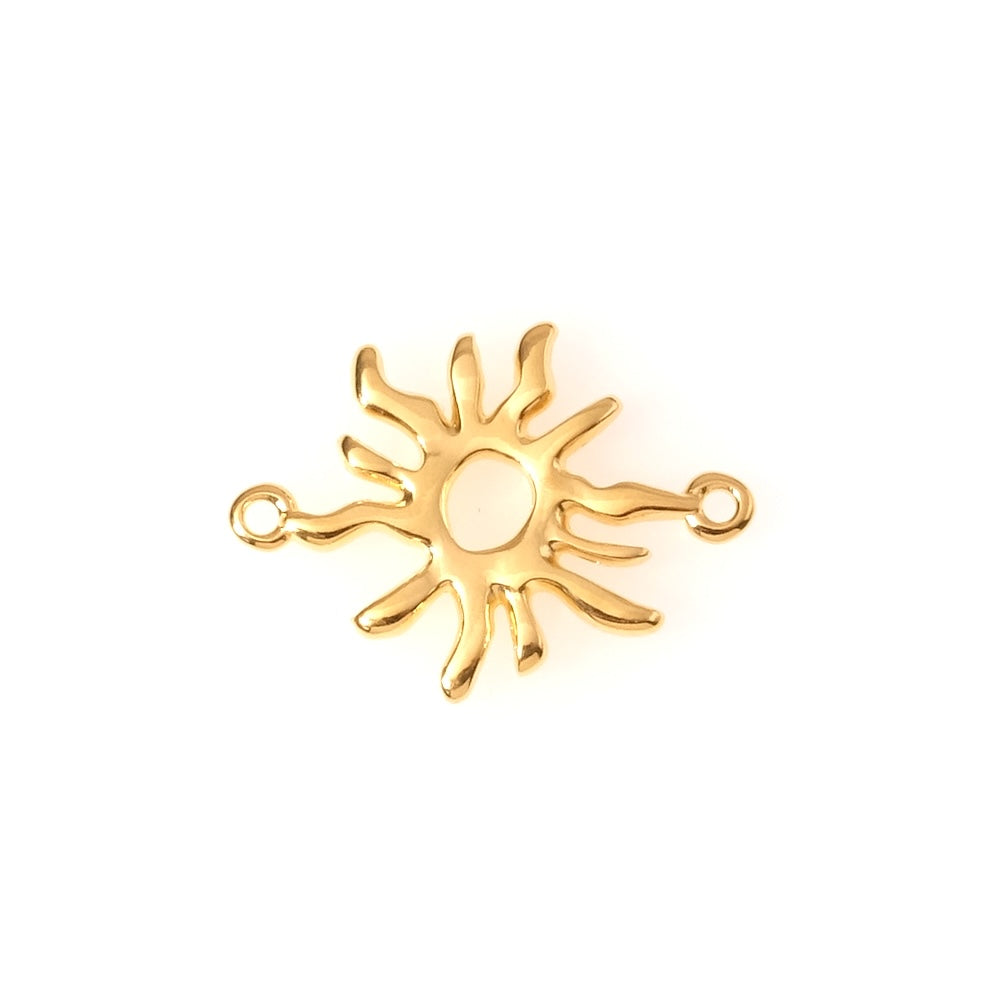 Pendentif connecteur soleil d'été en Zamak doré Or 24K