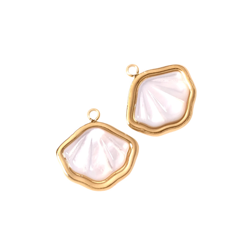 Pendentif coquillage et nacre blanche en acier inoxydable 304 Doré 18K