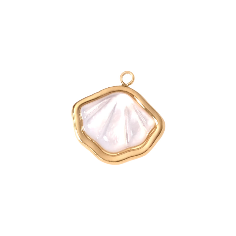 Pendentif coquillage et nacre blanche en acier inoxydable 304 Doré 18K
