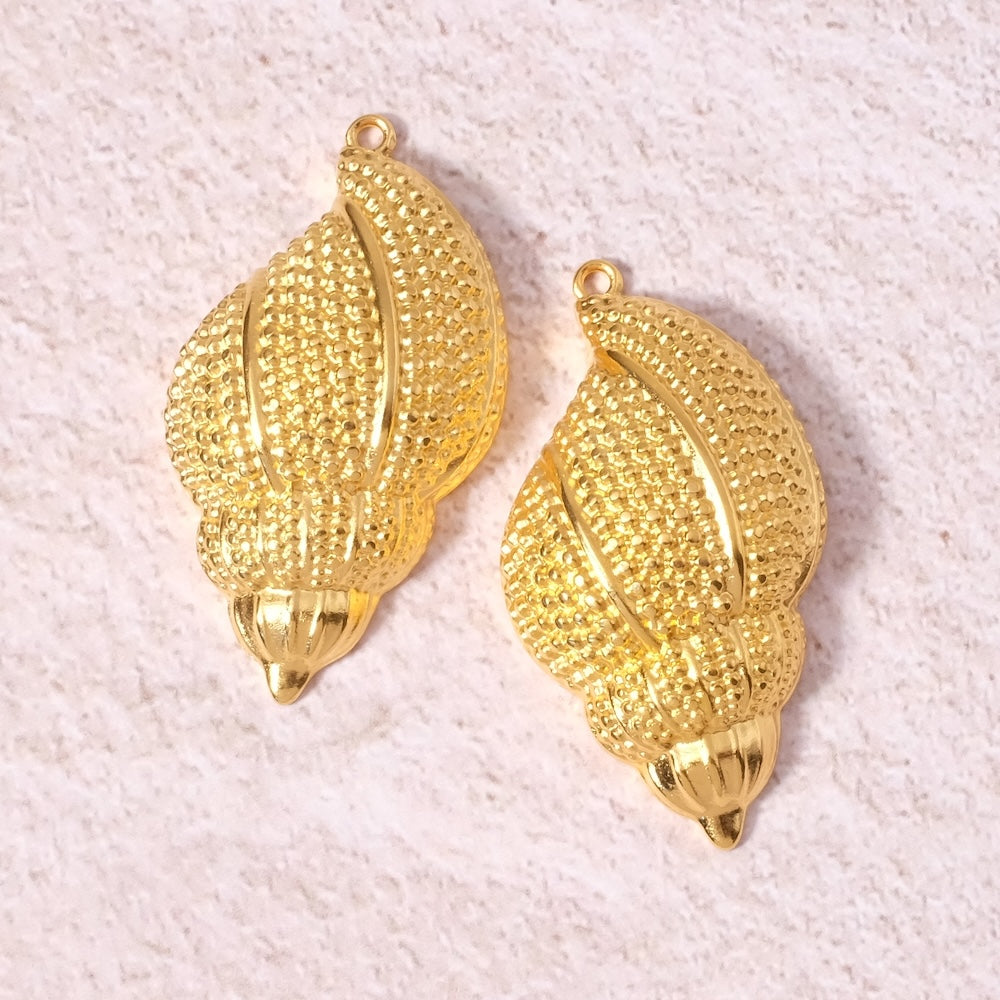 Pendentif coquillage grand en Zamak doré Or 24K