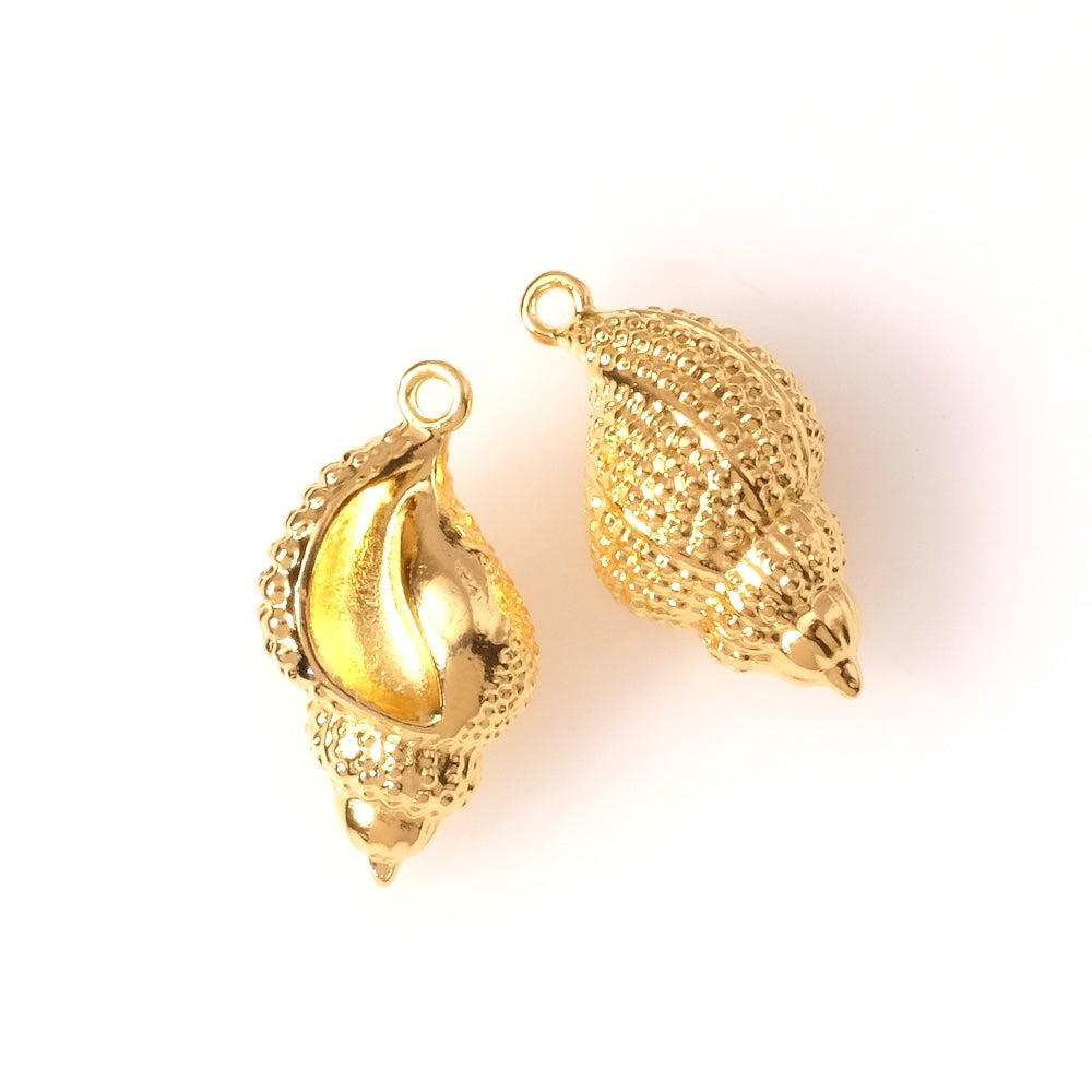 Pendentif coquillage moyen en Zamak doré Or 24K