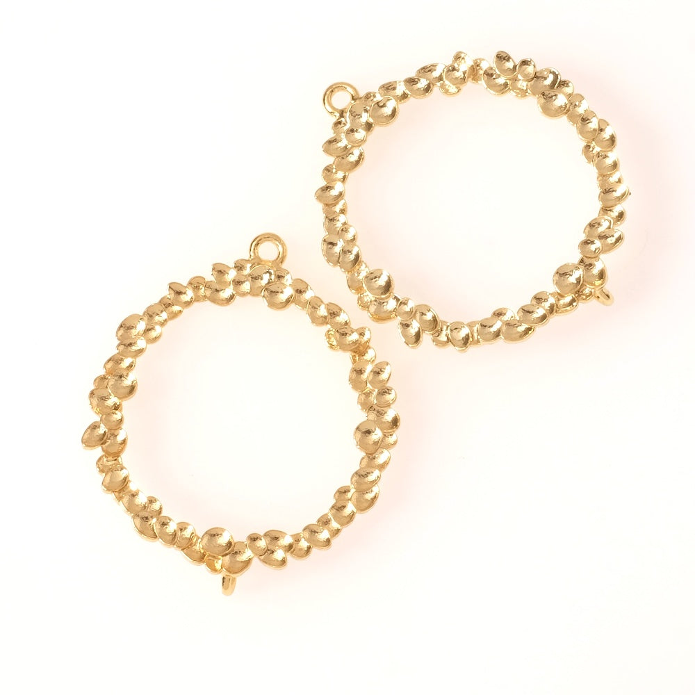 Pendentif couronne végétale en laiton doré à l'or fin 24K Premium