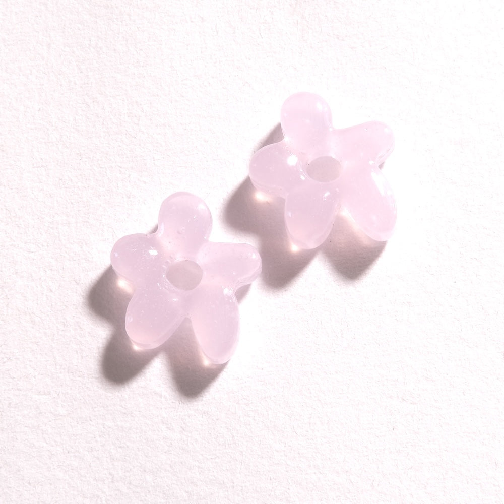 Pendentif fleur asymétrique — verre rose
