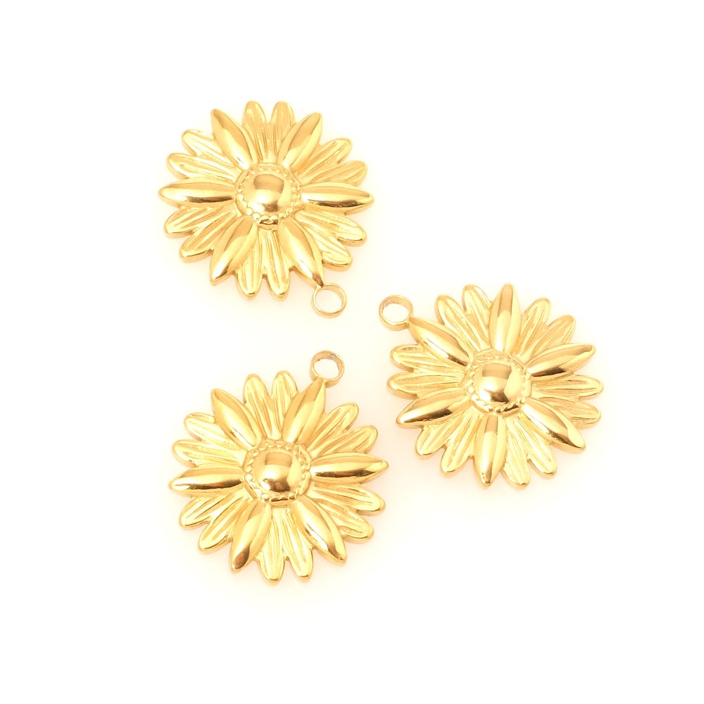 Pendentif fleur en acier inoxydable 304 Doré 18K pour collier