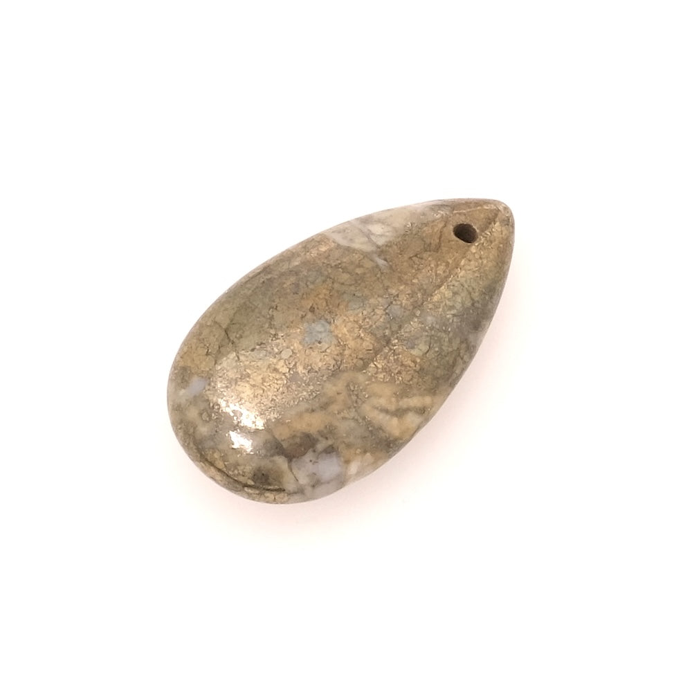 Pendentif goutte en pierre naturelle 17 x 30mm en Pyrite