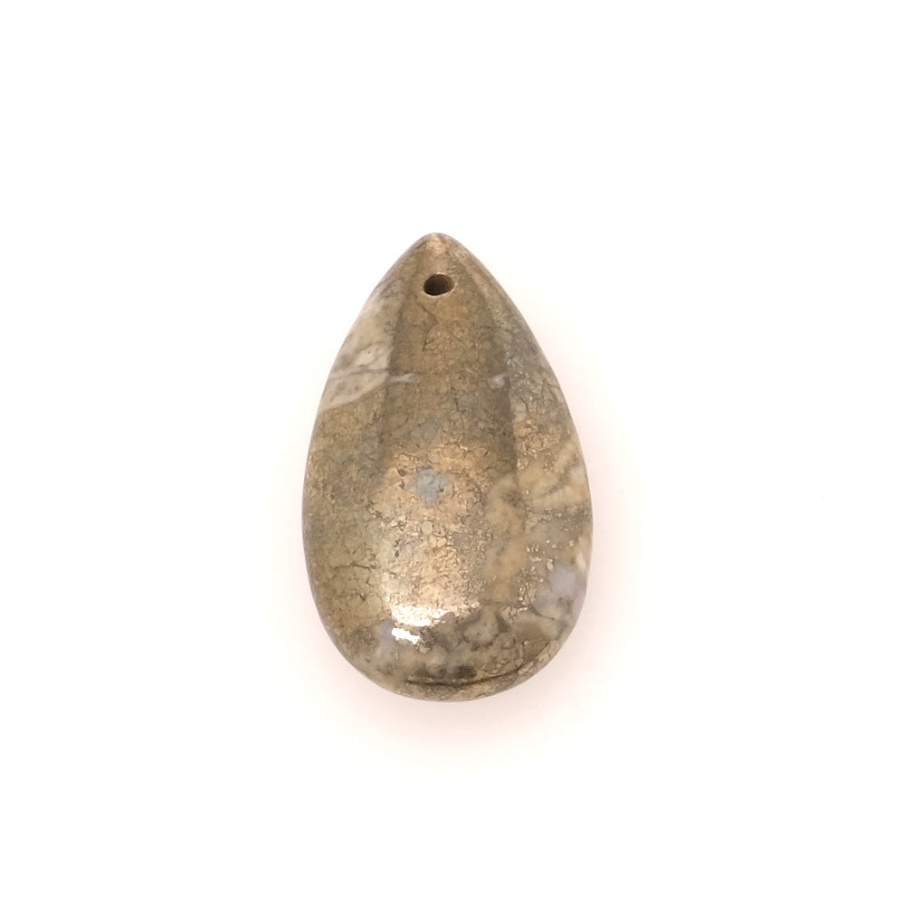 Pendentif goutte en pierre naturelle 17 x 30mm en Pyrite
