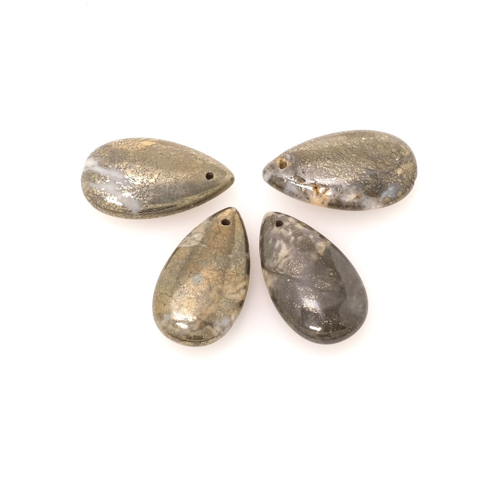 Pendentif goutte en pierre naturelle 17 x 30mm en Pyrite