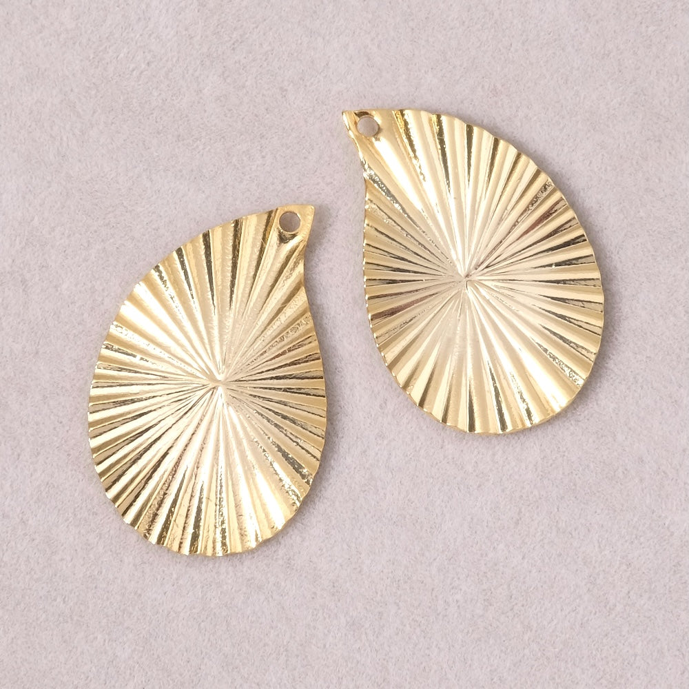 Pendentif goutte ondulée 25mm en laiton Doré à l'or fin 24K Premium