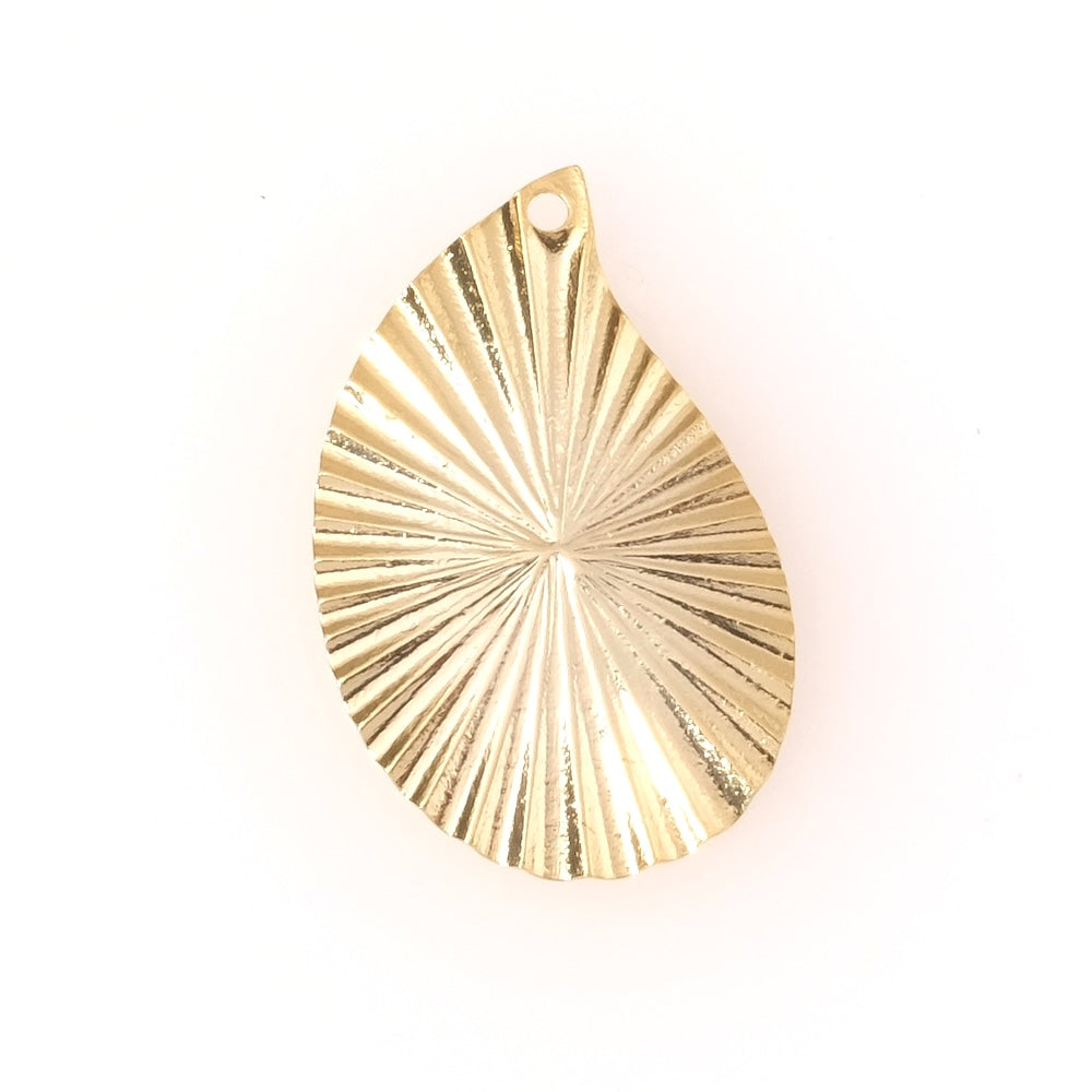 Pendentif goutte ondulée 25mm en laiton Doré à l'or fin 24K Premium