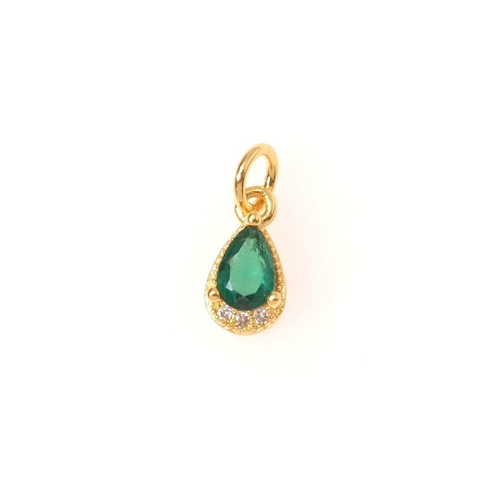 Pendentif goutte strass en Oxyde de Zirconium en laiton Doré à l'or fin 24K Premium