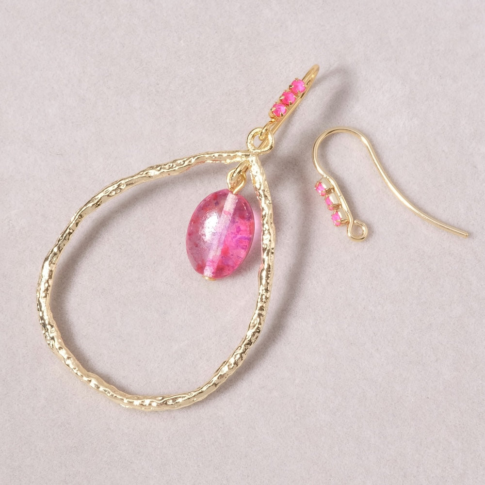 Pendentif goutte texturé en laiton Doré à l'or fin 24K Premium