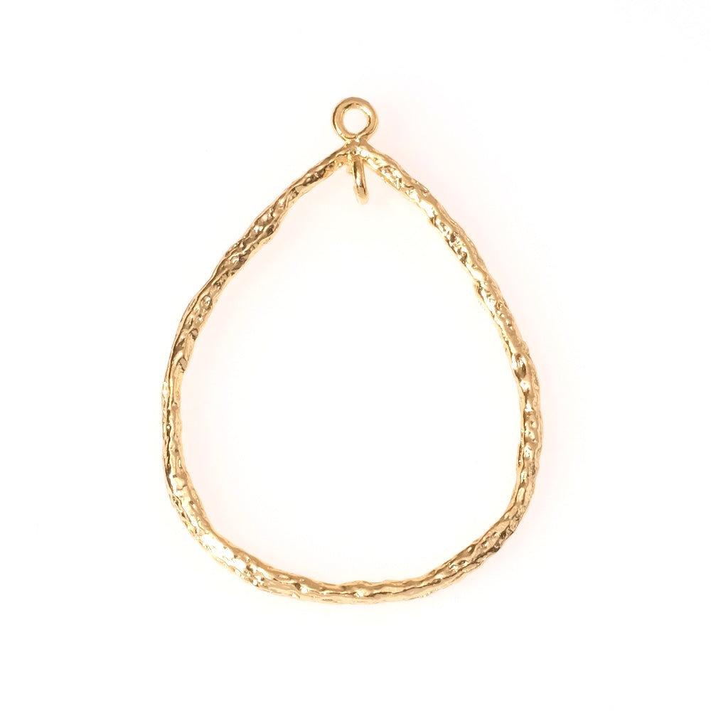 Pendentif goutte texturé en laiton Doré à l&#39;or fin 24K Premium