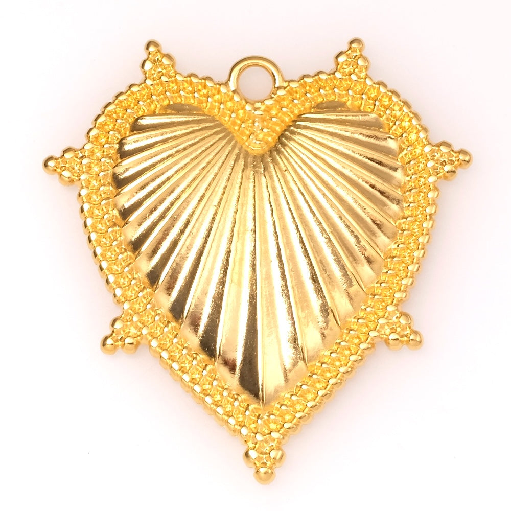 Pendentif grand coeur bohème en Zamak doré Or 24K